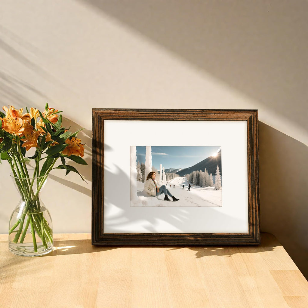 8x10 Picture Frames Solid Wood 4x6 Photo Frame with Mat Ebony 2 Pack