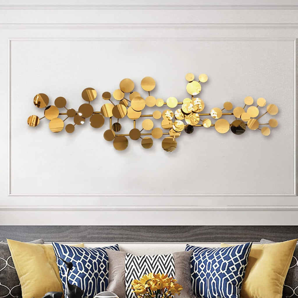 Modern Metal Wall Art | 3D Geometric Sculpture 59"×20" | Gold Luxury Wall Decor Accent, Indoor Use, Hanging Kit