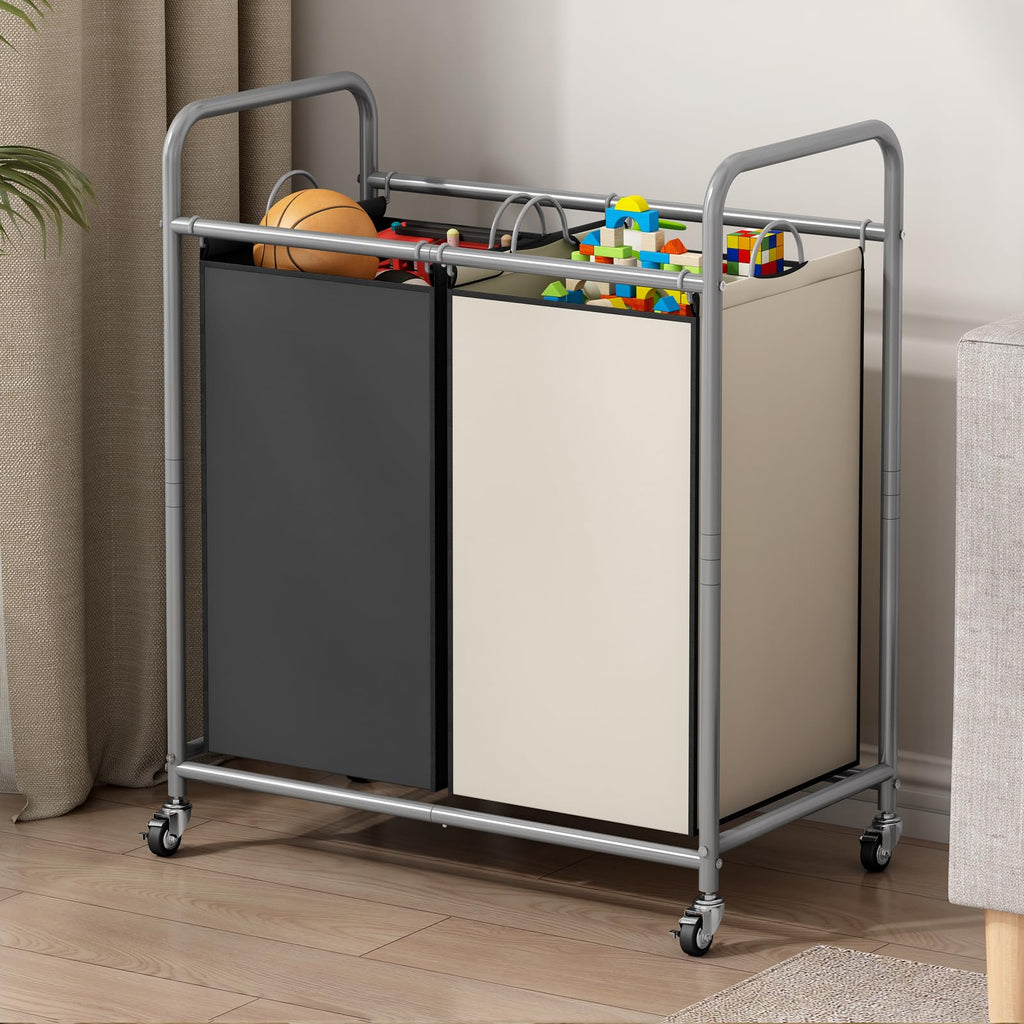 Laundry Hamper with Lockable Wheels and 2 Removable Bags