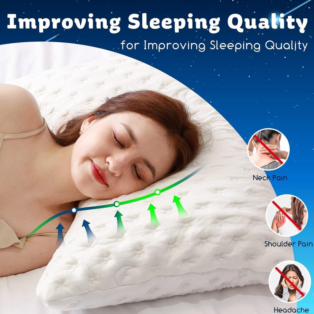Cooling Side Sleeper Pillow for Neck and Shoulder Pain, Luxury Shredded Memory Foam Curved Bed Pillows for Sleeping