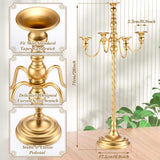 6 Pack Wedding Gold Candelabra Table Centerpieces 28 inch Tall Candelabra Metal Candle Holder 5 Arm Taper Candlestick