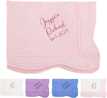 Personalized Lightweight Blanket Quilt Cotton, Custom Embroidered Embossed Chunky Knit Baby Blanket with Name,40 *
