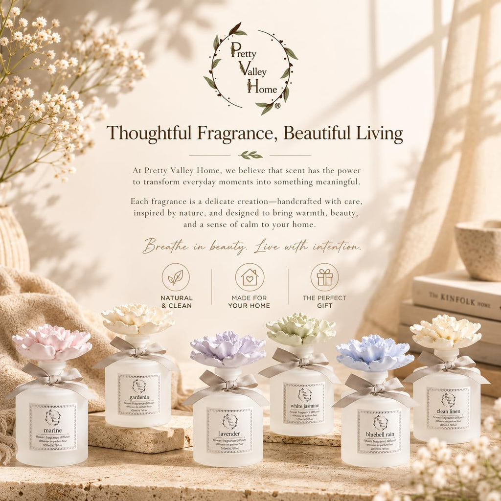 Ceramic Diffuser Flower 200ml Gift Box (Marine Scent White)