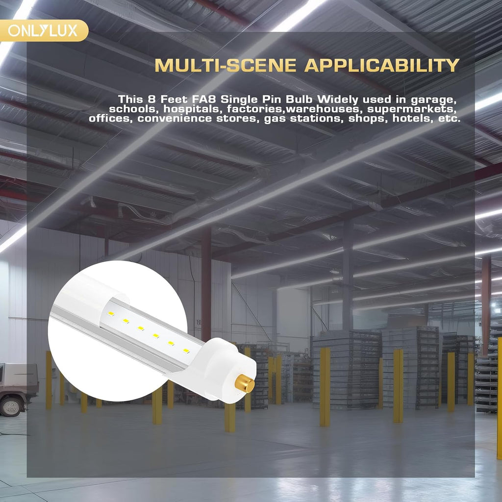 8 Foot Led Bulbs T8 T12 LED 8ft Tube Light 6000K 40W 10 Pack
