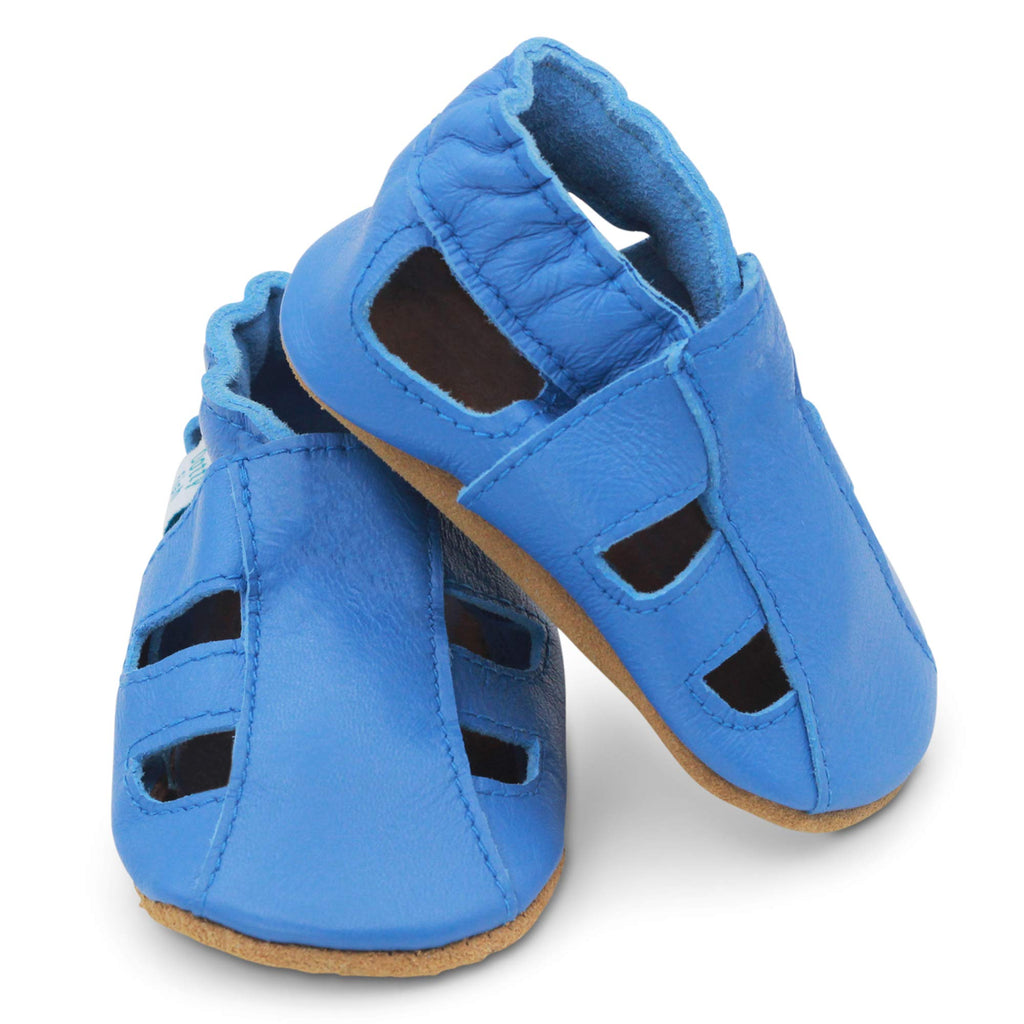 Soft Sole Leather Baby Sandals - Blue