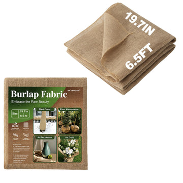 19.7" x6.5 ft Natural Burlap Fabric, No-Fray Hessian Jute for Crafts