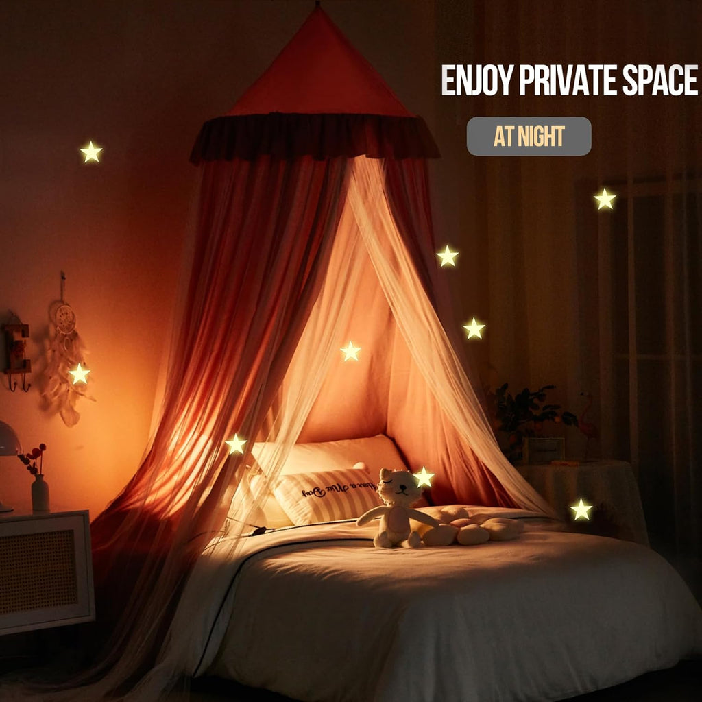 Princess Bed Canopy for Girls, Double Layer Round Bed Mosquito Net, 31.5" Large Dome Indoor Castle Bed Tent, Sleeping