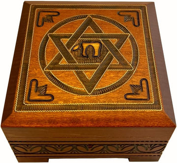 Star of David Wood Box w/Lock & Key Handcrafted Magen David Box Jewish Judaica Keepsake Made in Poland