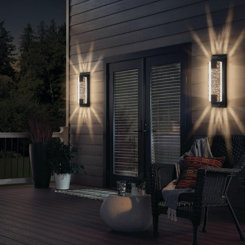 Dusk to Dawn Outdoor Wall Light, Sparkling Glow Porch Sconce