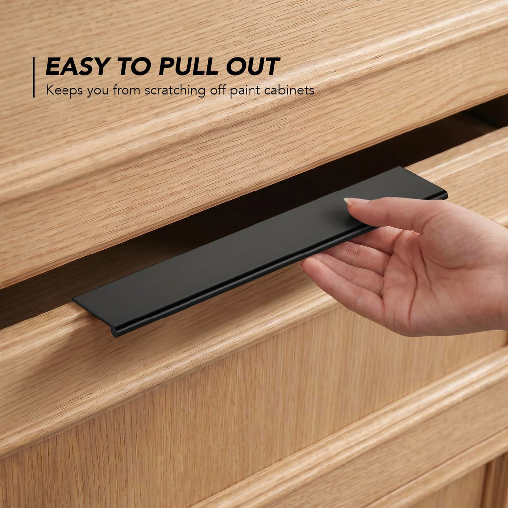 Matte Black Cabinet Pulls Finger Edge Pulls 6-1/4 Inch 30 Pack