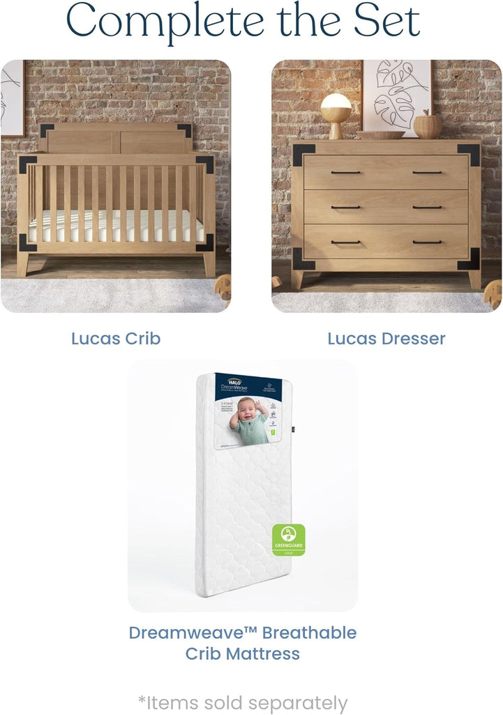 Lucas Design 4-in-1 Convertible Baby Crib Nursery Furniture Set - Baby Bed, Toddler Bed and Full Size Bed, 3