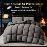 75% Canadian Goose Down Comforter Queen, Ultra Soft 100% Cotton Fabric, 850 Fill Power All Season Du