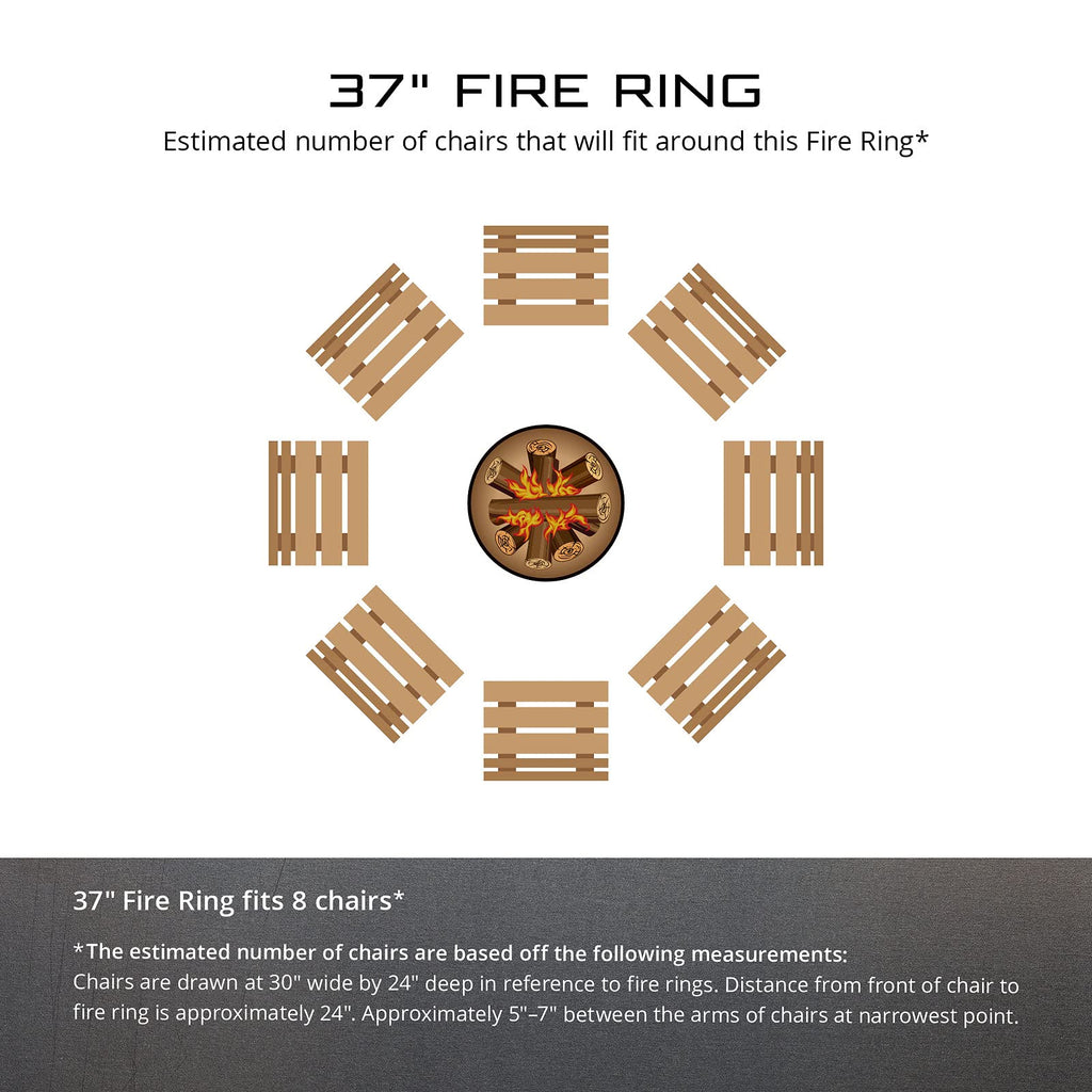 Lab N Duck Unpainted 12 in. Tall 37 in. Diameter Outdoor Fire Ring with Fire Poker - 37 x 37 x 12 in.