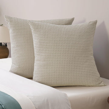 Ultra Soft Waffle Weave Euro Shams 26" x 26", Linen, No Insert