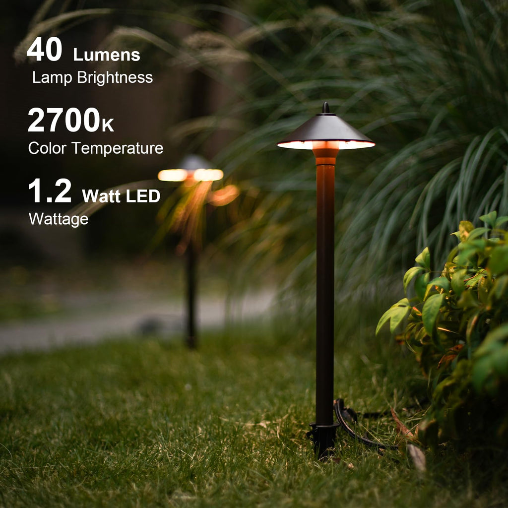 Landscape Lighting Outdoor Low Voltage Landscape Lighting Kits 8PK Pathway Lights Wired 1.2W 40 Lumen 2700K Metal 12V