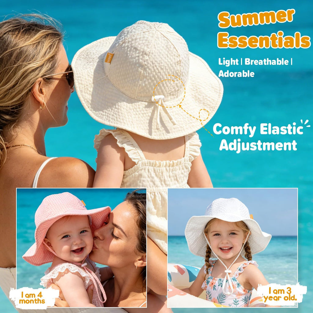 Baby Sun Hat Toddler Boy Girl Adjustable Outdoor Beach Hat Kids Wide Brim