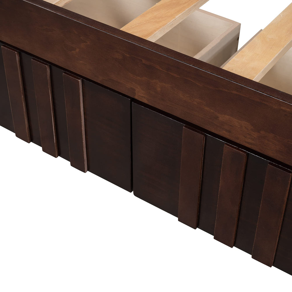 Twin Size Corner Day Bed Frame with Drawers, Solid Wood Daybed with Storage and Headboard, No Box Spring Needed