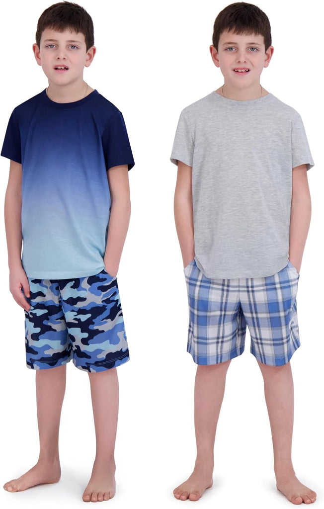 Pajamas Set for Boys, Piece Set, Short Sleeve Shirt with Pajama Shorts