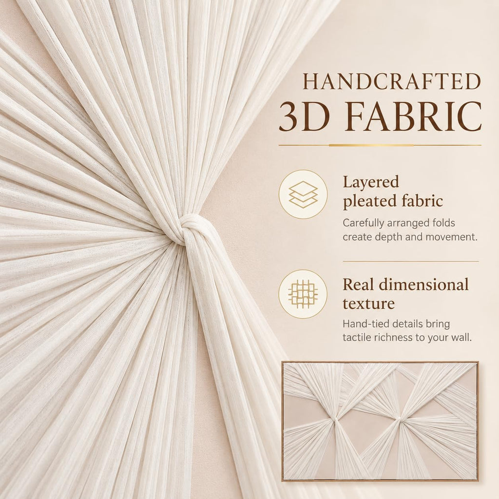 Artists' Handicraft, Extra Large Luxury 3D Fabric Neutral Textured Wall Art, Minimalist Abstract Boho Modern Long