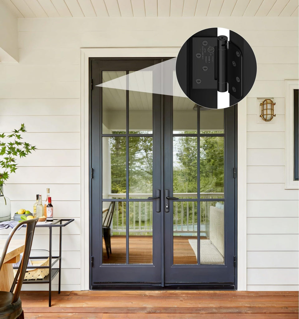 2-Pack 4 Inch Self Closing Door Hinges, Square & 5/8" Radius Corners, Black