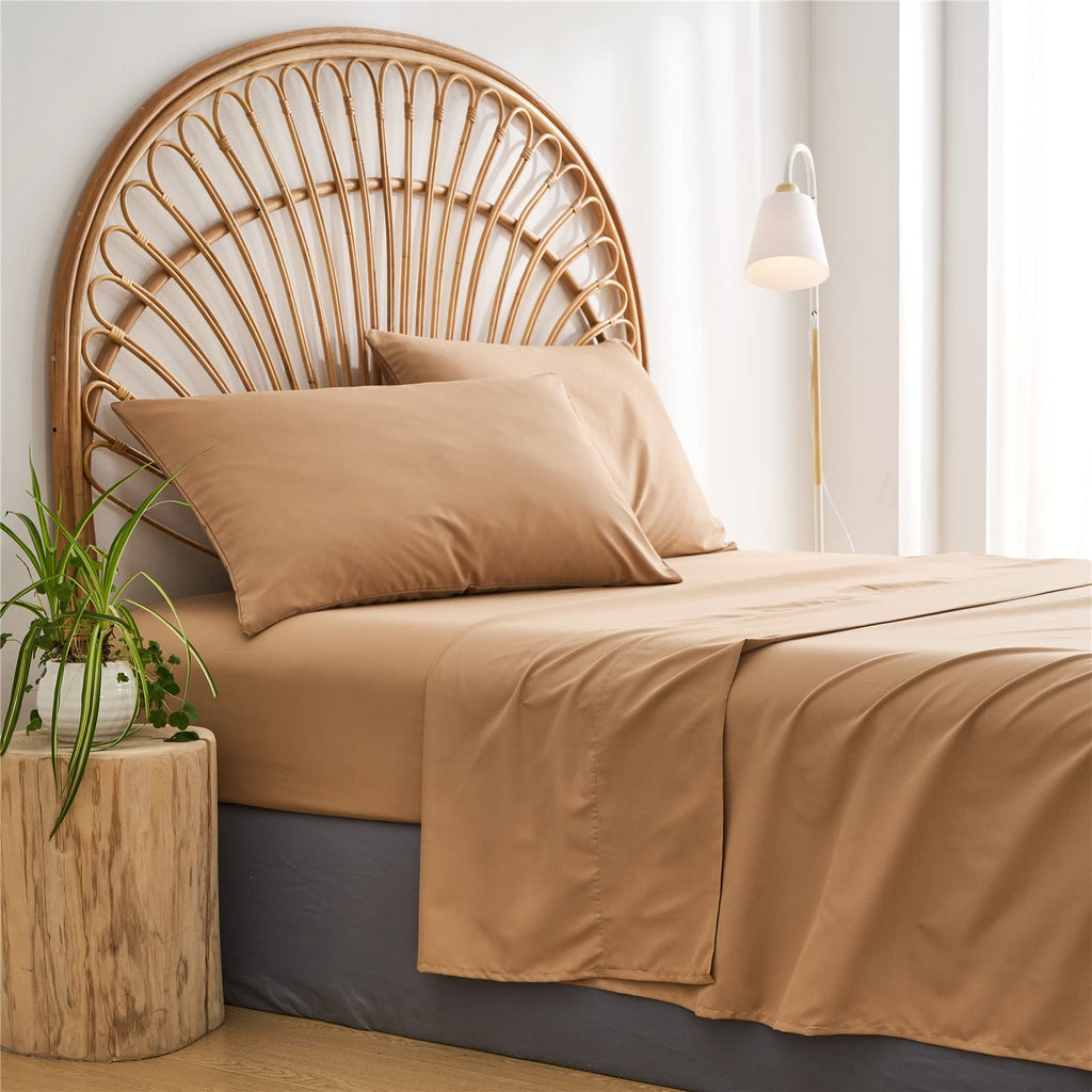 Tufted Boho Comforter Set, 7 Piece Bed in a Bag, Tan