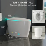 Smart Toilet with Bidet Built-in, Auto Open/Close Lid & Flush, Foam Shield Anti-Splash