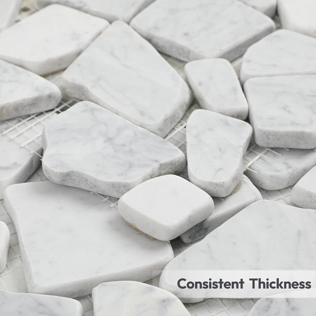 For Shower Floor 12x12 Inch, Carrara White, 5 Sheets