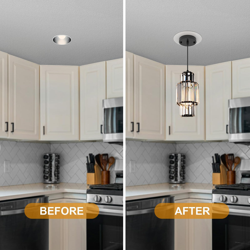 5 and 6 inch Recessed Can Light Conversion Kit, Ceiling Light Fixture Upgrade, Pendant & Hanging, 73⁄4 Inch Flat