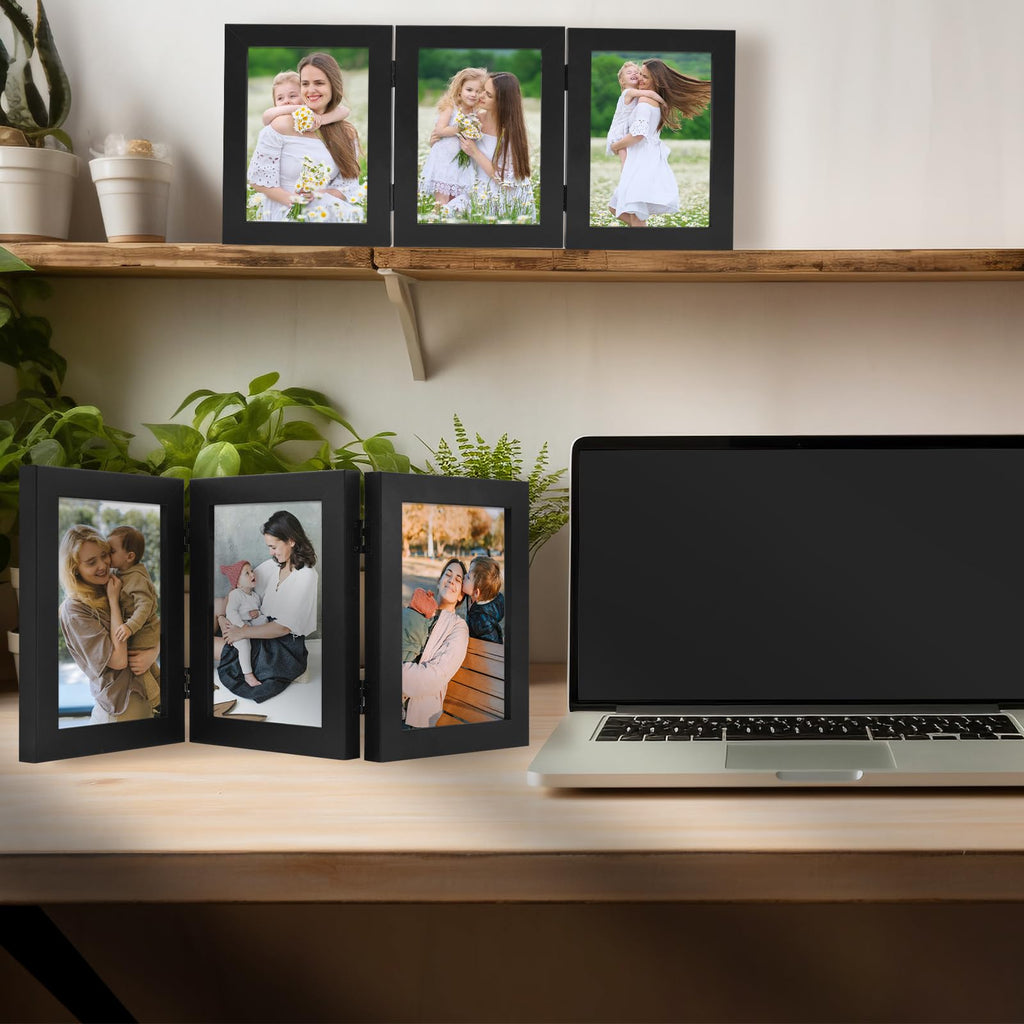 5x7 Triple Picture Frame Black- Real Glass, 1 Pack