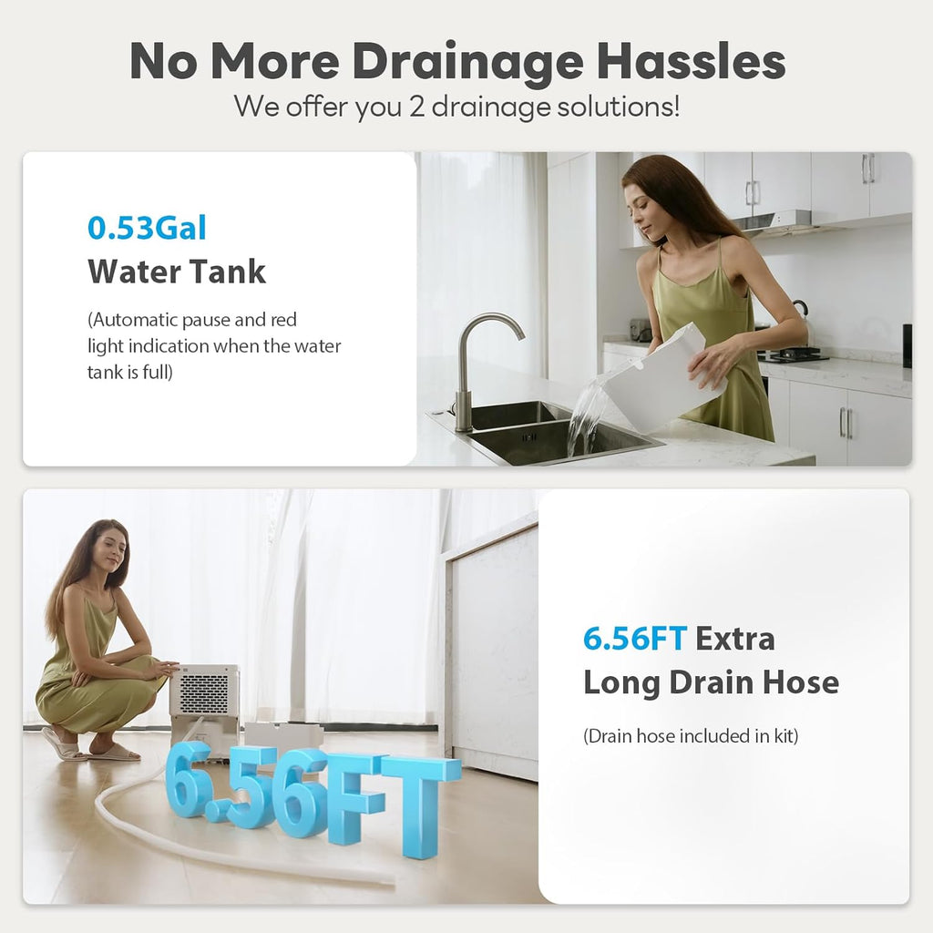 2500Sq.Ft Dehumidifier, 34Pint Dehumidifiers for Home, Quiet Dehumidifier for Basement, Bedroom, Bathroom