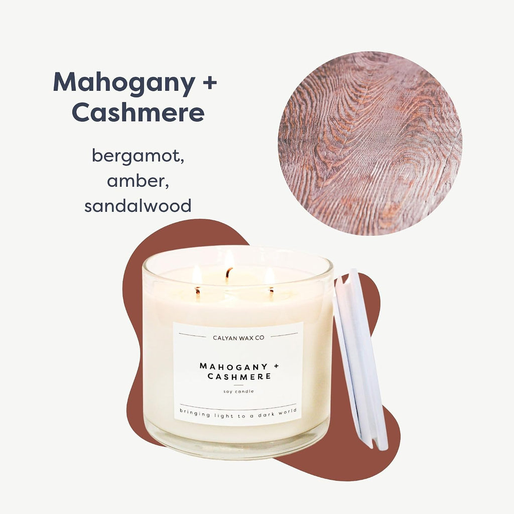 Mahogany & Cashmere 3 Wick Scented Candle - 43 Hour Burn - Set of 149