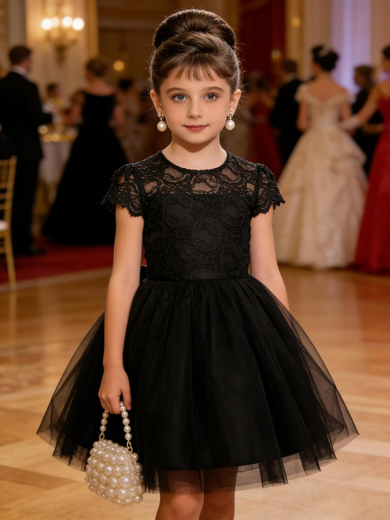 Flower Girl Dress Big Bow Kids Lace Tulle Princess Wedding Gown