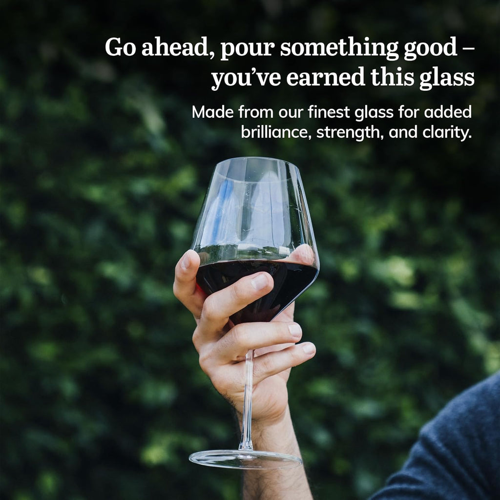 Signature Red Wine Glasses Set of 4, Seamless 24 Oz Wine Glasses for Cabernet, Merlot, and More, Stemmed Wine Glasses