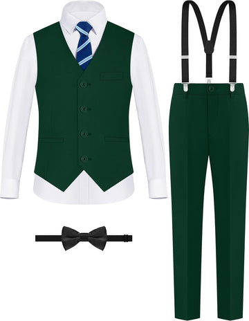 Boys' Formal Suit Vest Set with Suspender, Kids Suit for Wedding