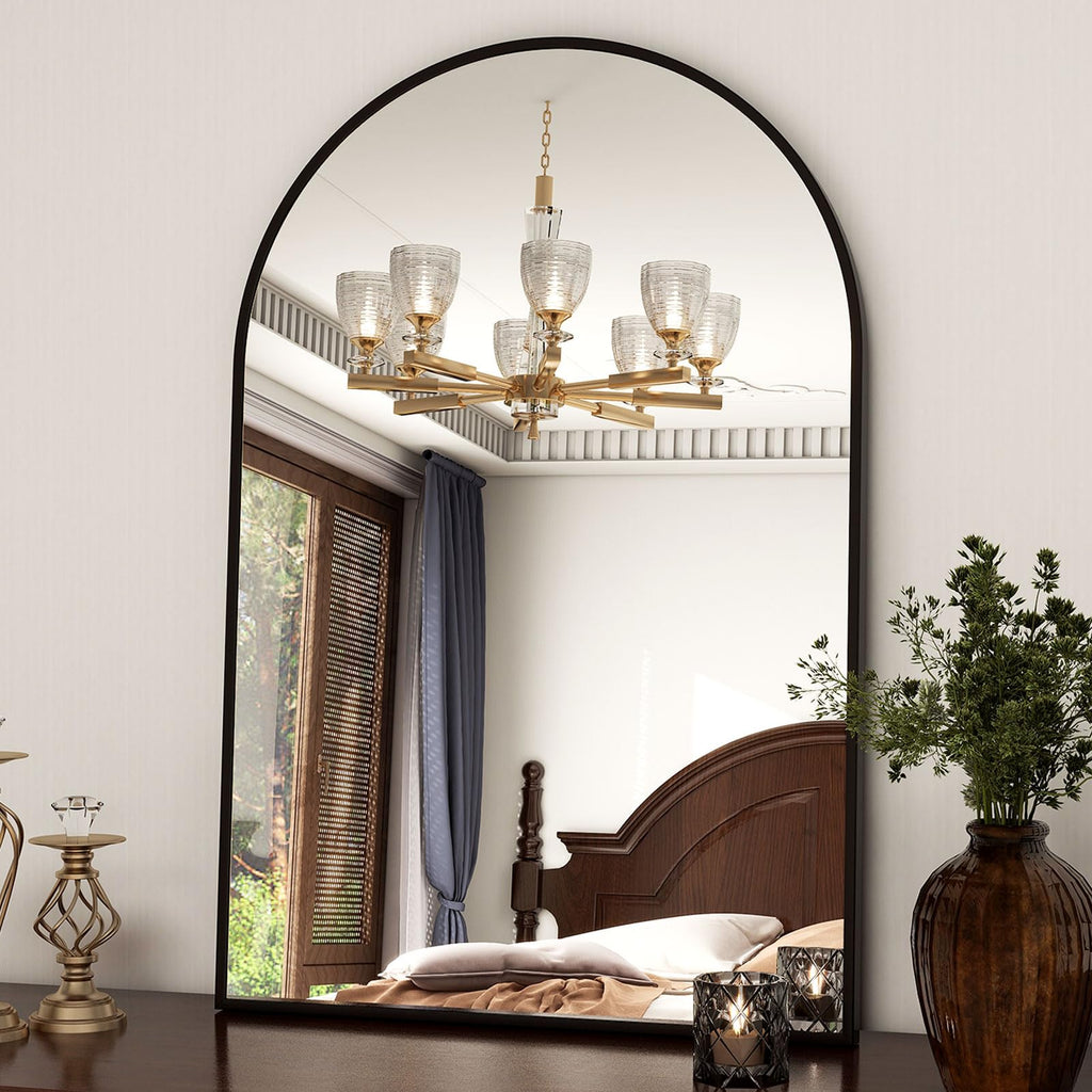 24"x36" Black Arched Bathroom Mirror - Wall Mirror