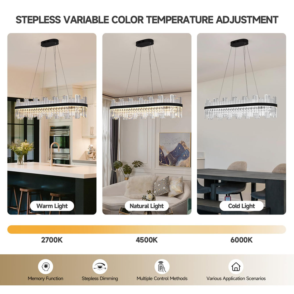Black Led Modern Crystal Chandelier,Rectangle Chandeliers
