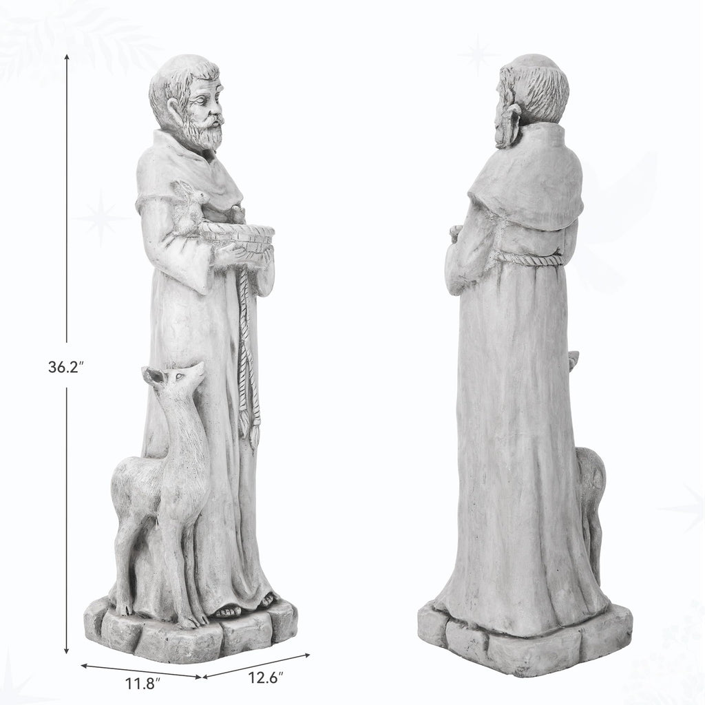 36.2" St Francis Garden Statue, Outdoor Catholic Sculpture