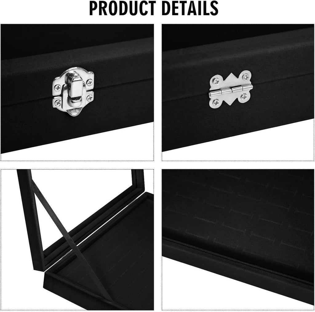 Velvet 100 Slots Ring Organizer Tray Ring Box with Clear Lid