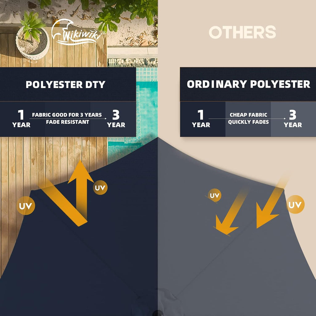 10ft Solar LED Offset Hanging Market Cantilever Patio Umbrella and Garden, Easy Tilt Adjustment