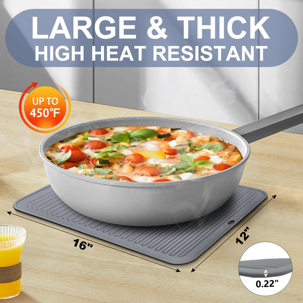 Large Silicone Trivet 16x12 Inch, Hot Pads, Heat Resistant Pot Holders Trivets for Hot Dishes, Hot Pots and Pans - Set of 2