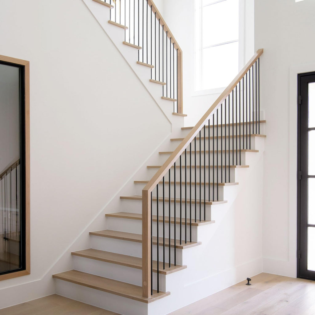 50 Pcs Iron Balusters for Staircase, 1/2" x 44" Wrought Iron, Square Metal Hollow Straight Spindles for Stairs, Satin
