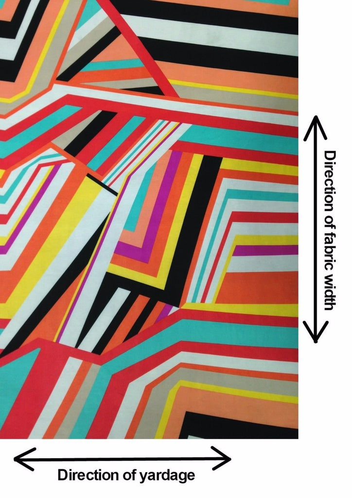 Big Geometric Lines Pattern on Stretch Lightweight Knit Jersey Polyester Spandex Fabric by The Yard (Tan/Multi)
