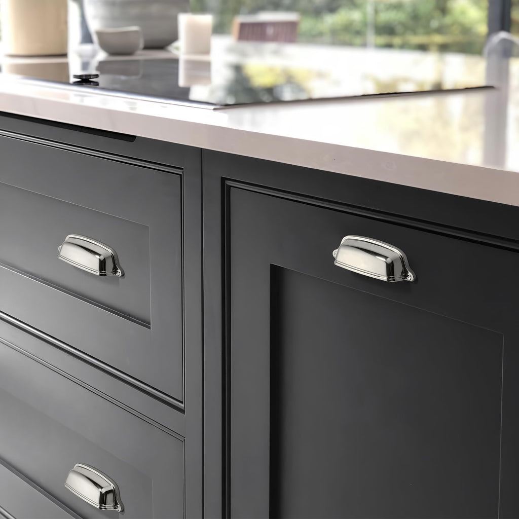 10 Pack 3 inch(76 mm) Drawer Pulls Polished Nickel Cabinet Cup Pulls Cabinet Hardware Kitchen Cabinet Handles Bin Cup