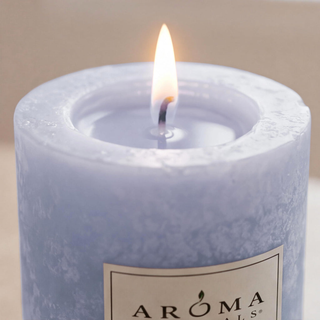 Essential Oil Scented Pillar Candle, Tranquility, 2.75 Inch X 5 Inch, Lavender, 1 Pound