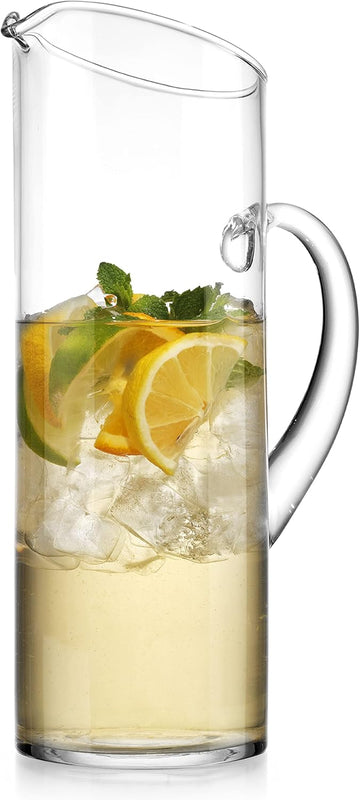 Glass Water Pitcher with Spout - Elegant Serving Carafe for Water, Juice, Sangria, Lemonade, and Cocktails