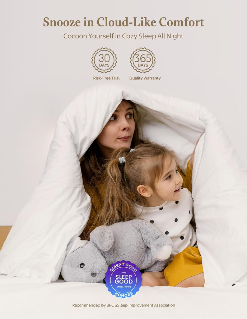 Goose Feather Down Fibers Comforter Twin, Organic Cotton Duvet Insert, All Season Warmth, Baffle Box
