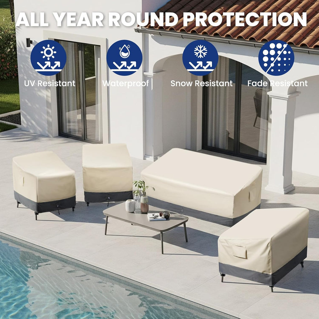 Extra Heavy Duty Outdoor Couch Cover Waterproof, Large 3-Seater Patio Sofa Cover, Lawn Patio Furniture Covers with