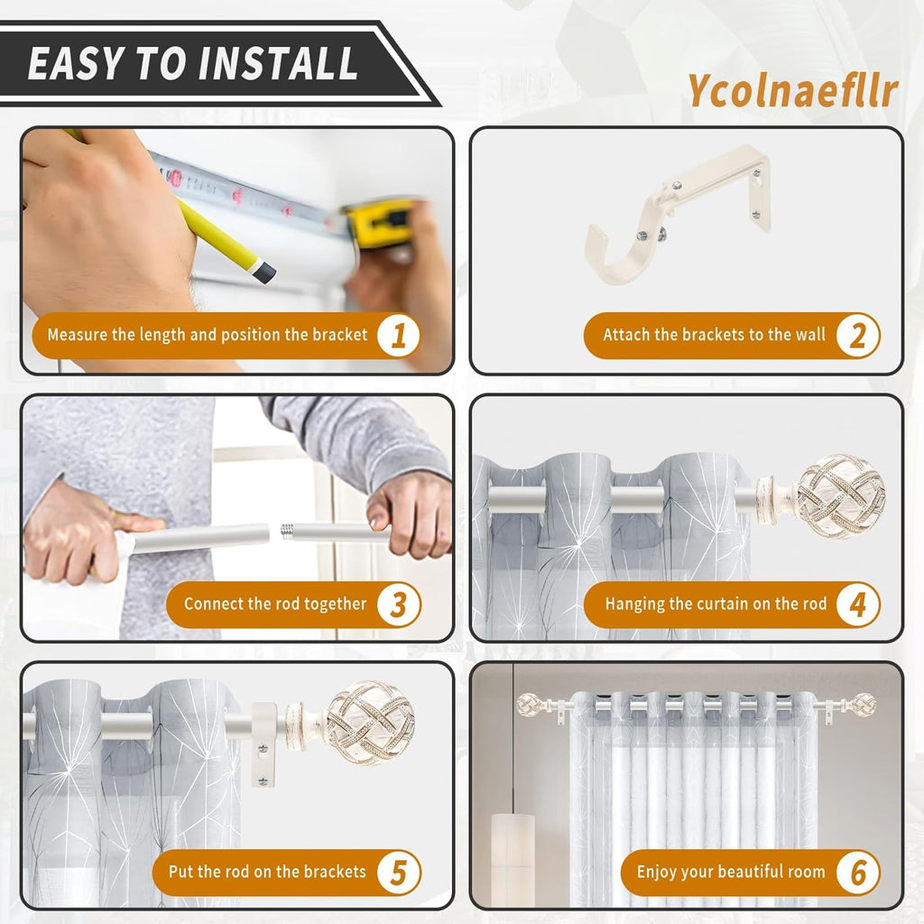 Single Curtain Rod for Windows 48 to 84 Inches(4-7ft): 1 inch Diameter Adjustable Curtain Rod, Heavy Duty Curtain Rod