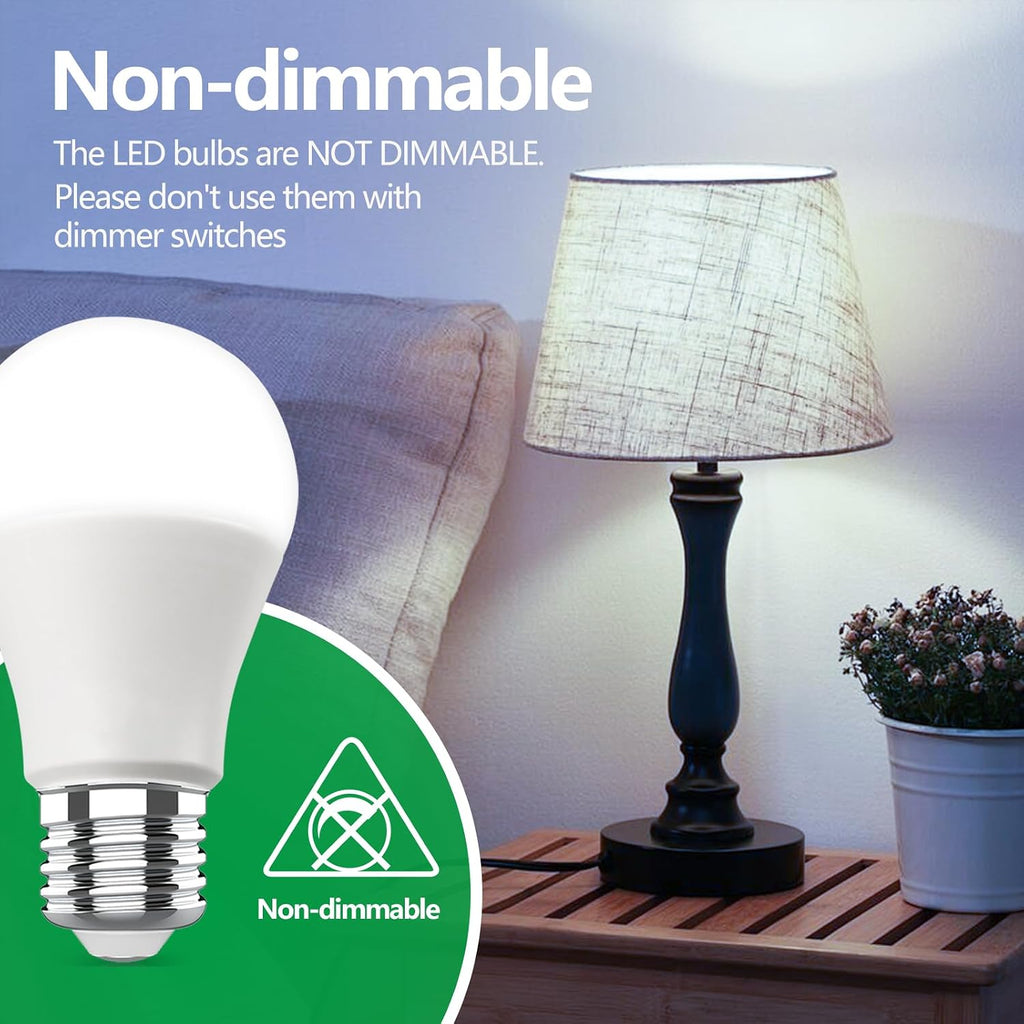 A19 LED Light Bulb 6500K Daylight,12W(100 Watt Equivalent), Not Dimmable 1400LM AC120V, E26 Medium Base LED Globe