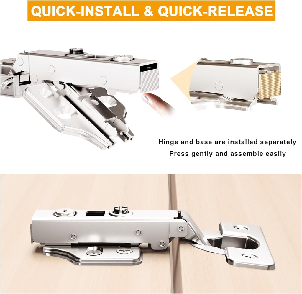 2 Pack 1 Pairs Frameless Soft Close Full Overlay Cabinet Hinges European Cabinet Door Hinges 35mm Cup Concealed Kitchen